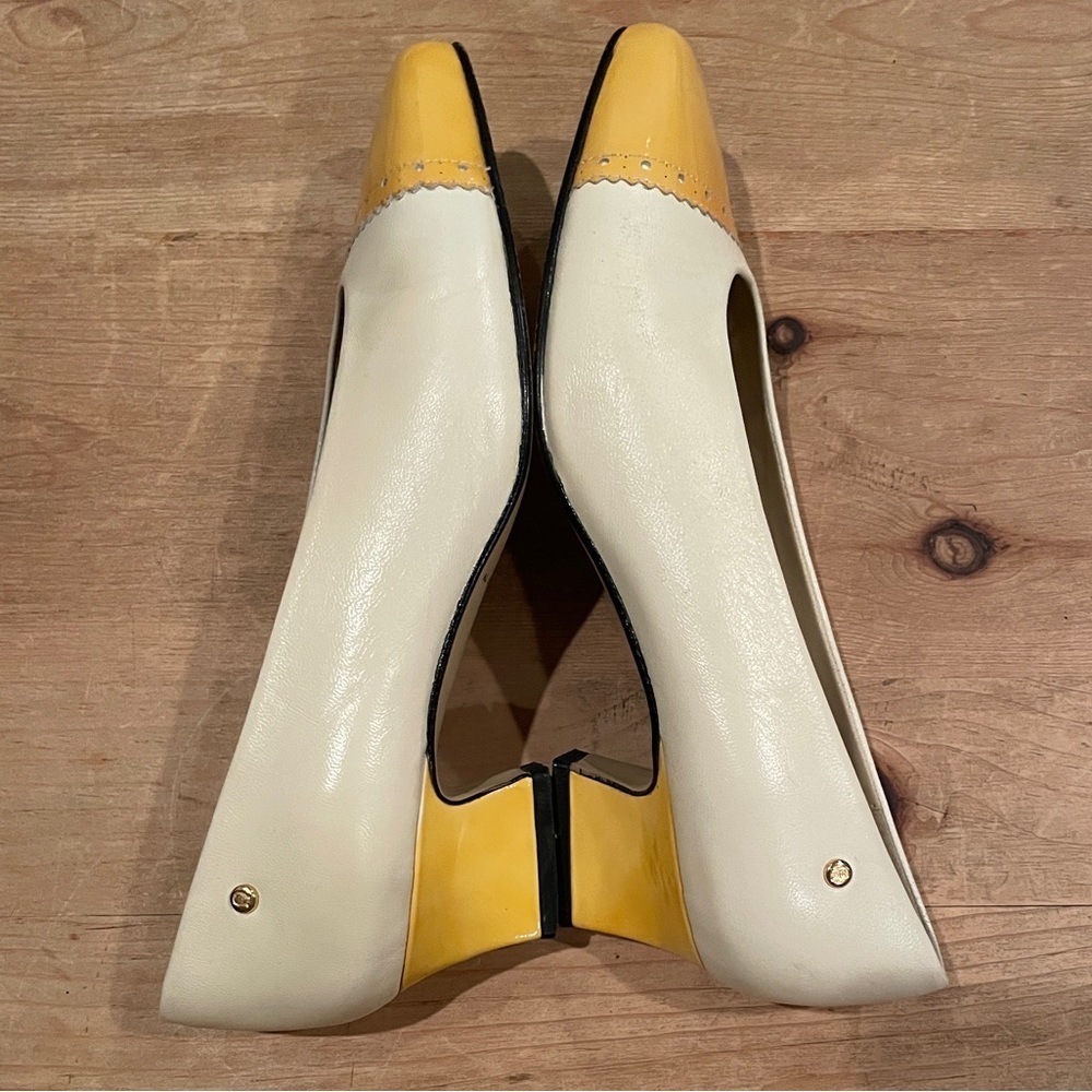 Vintage Etienne Aigner cream yellow patent leather shoes Classy Old Money 7M - Picture 7 of 7